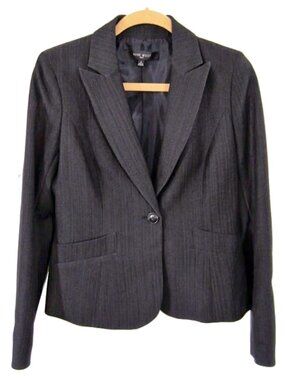 Nine West Blazer Suit Jacket Women’s Size 2 Black Gray Striped Stretch Lined